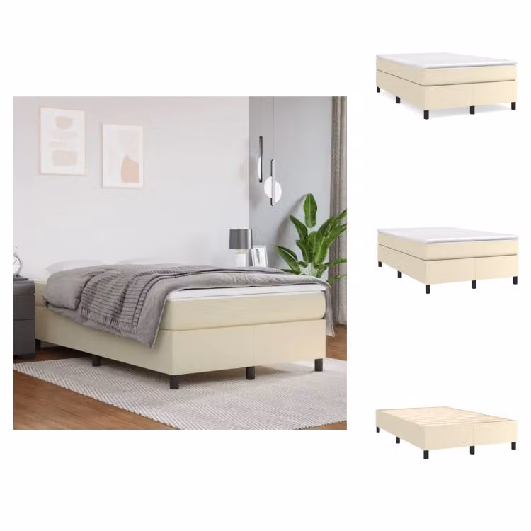 Letto boxspring con materasso VidaXL, color crema, 120x200 cm, in ecopelle -  Letti e reti