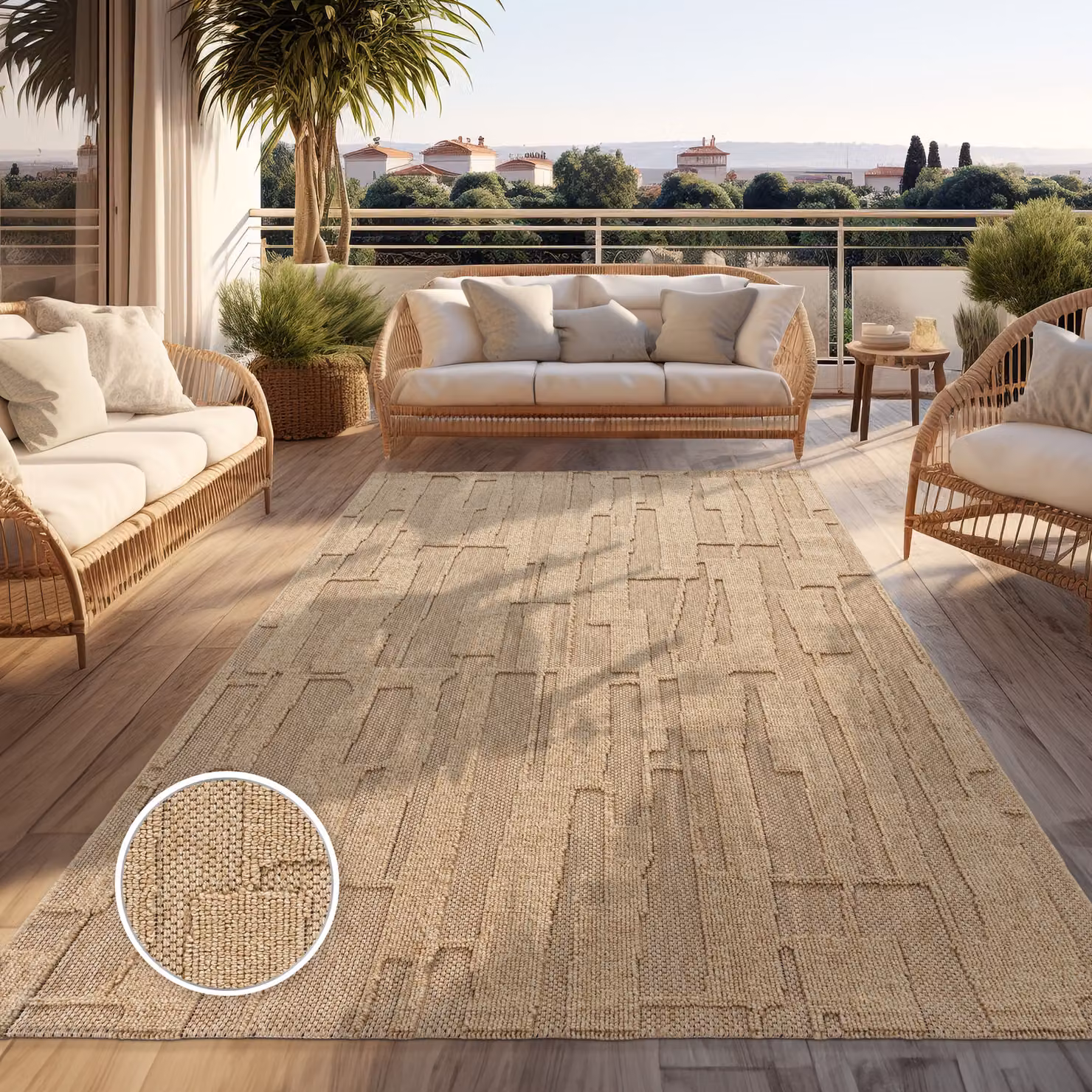 Tappeto Bali per interni ed esterni con effetto alto-basso, design geometrico minimalista, L: 150 cm, P: 80 cm – 2