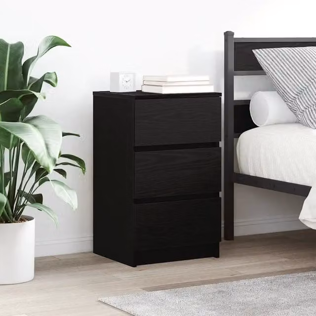 Set di 2 comodini sospesi vidaXL con 3 cassetti, colore nero opaco, L/P/H: 39 x 35 x 65 cm – 1