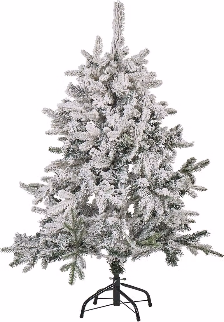 BELIANI Albero di Natale 180 cm bianco in plastica/metallo effetto neve incluso supporto Natale soggiorno moderno