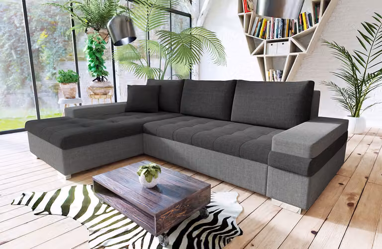 MIRJAN24 Divano angolare Bangkok Mini, divano angolare moderno per soggiorno, funzione letto e contenitore, camera degli ospiti, divano a L, divano componibile (Lux 05 + Lux 06)