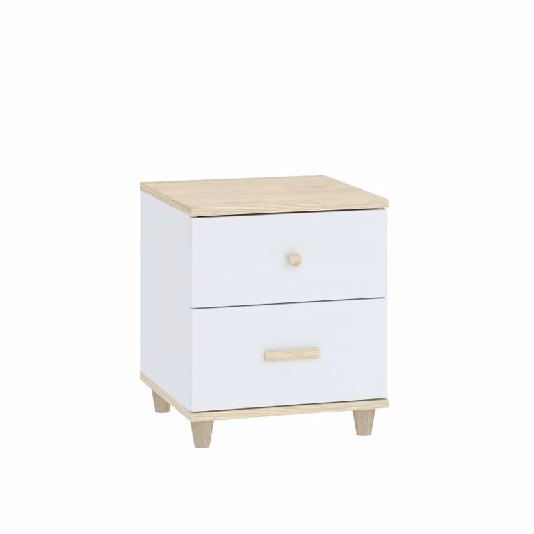 Comodino WALLER - acacia / bianco