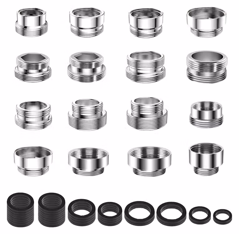 Omgoods - 16 adattatori per rubinetti - Guarnizioni - Filettatura - Connessione per filtro dell'acqua - Cucina - Rame di alta qualità - Adattatore per rubinetto
