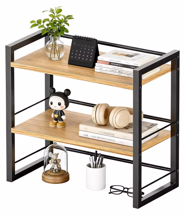Organizzatore da scrivania in legno, mini scaffale, ripiano per scrivania, scaffale portaoggetti per scrivania e libreria