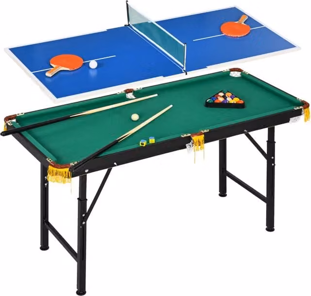 Tavolo da gioco 2 in 1 biliardo ping pong ¨C Minimal ¨C Blu/Verde 140x63x80cm