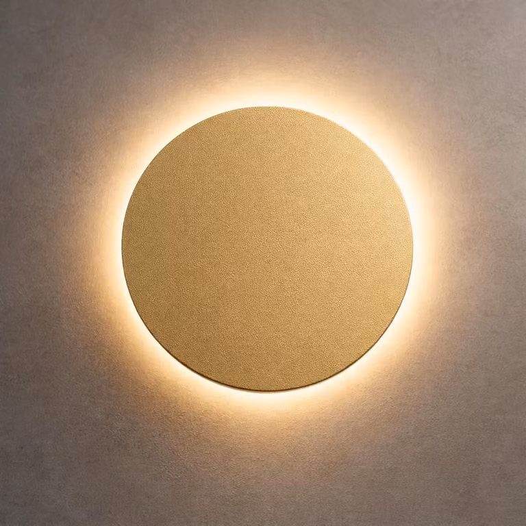 Braytron LED 12W Applique di design rotonda dorata, illuminazione indiretta, IP65, 3in1, 3000-6500K