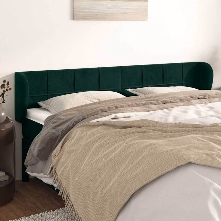 Testiera ad orecchio vidaXL in velluto verde scuro L: 203 cm, P: 23 cm, H: 78-88 cm