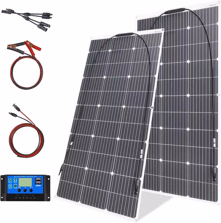 Kit di pannelli solari flessibili da 200W, con modulo fotovoltaico da 18V e controller da 20A