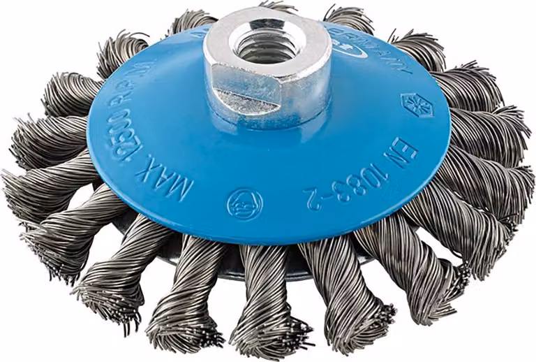 Formato spazzola conica in acciaio M14 annodata 115x mm