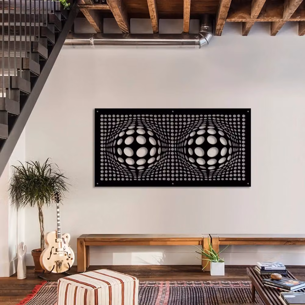 Pannello in PVC traforato Signorbit nero con design geometrico moderno L: 98 cm, H: 198 cm – 2