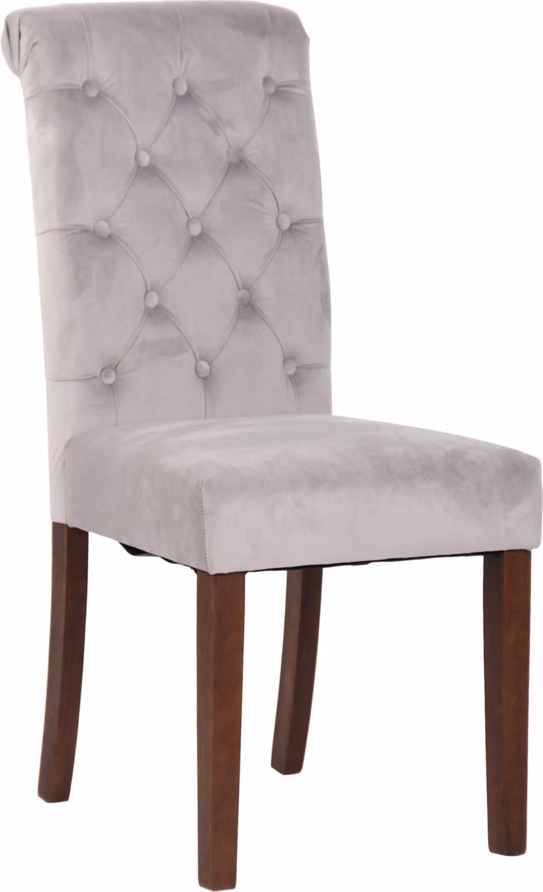 Sedia da pranzo CLP Lisburn, con schienale in stile Chesterfield, colore grigio. Materiale: velluto