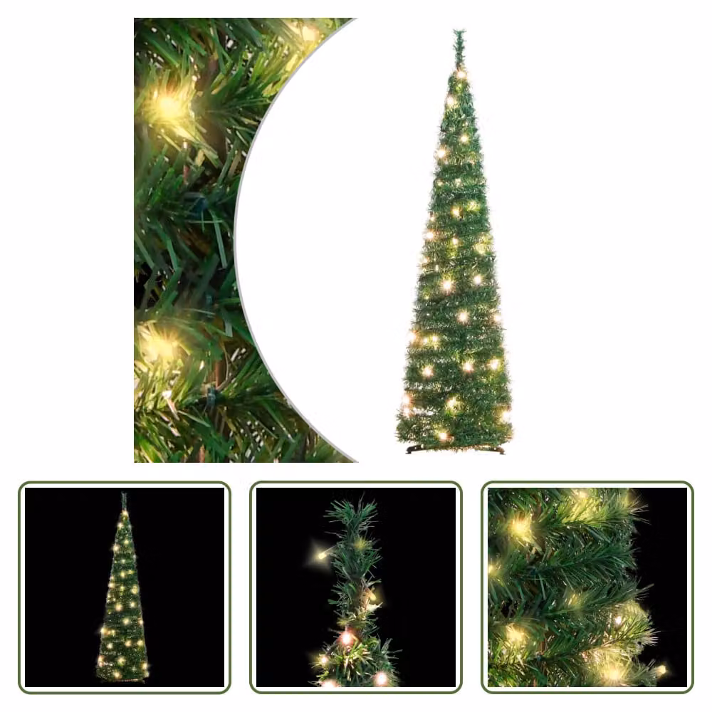 The Living Store Albero di Natale Artificiale Pop-Up 50 LED Verde 120 cm