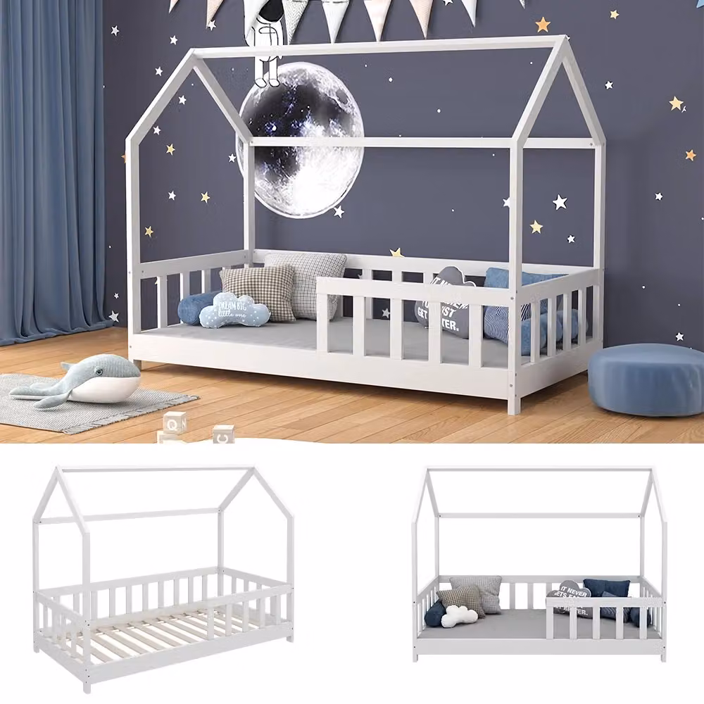 Letto Montessori Michelle Vitalispa per bambini in legno bianco con protezione anticaduta L/P: 160 x 80 cm – 2