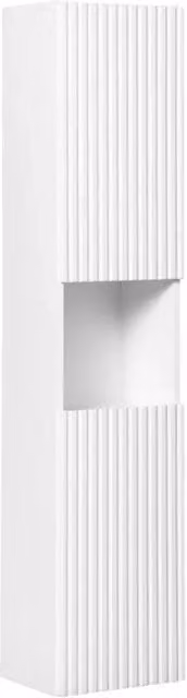 Colonna da bagno Meublorama VANO bianca con 2 ante e nicchia con illuminazione LED, da appendere, L30 x H140 x P25 cm – 1