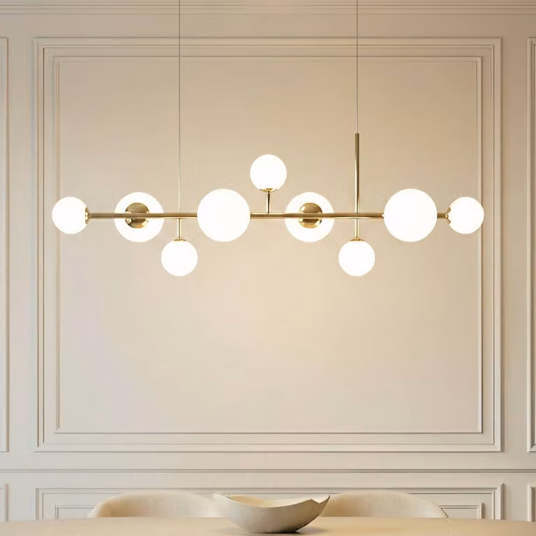 Lampada a sospensione in vetro Dione ALDEX, dimmerabile, Ottone / Oro, Soggiorno / Sala da pranzo, Vetro, Moderno, Lampada a sospensione