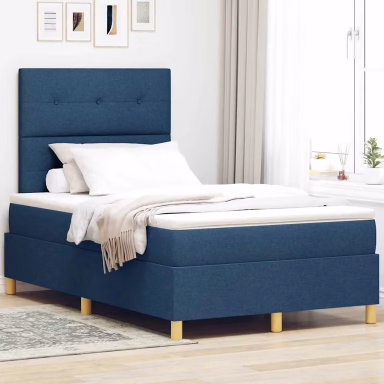 Letto a molla con illuminazione LED sottostante vidaXL, colore blu, L/P/H: 120 x 200 x 193 cm