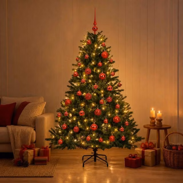 Albero di Natale artificiale con palline 150 cm 150 LED 3465848