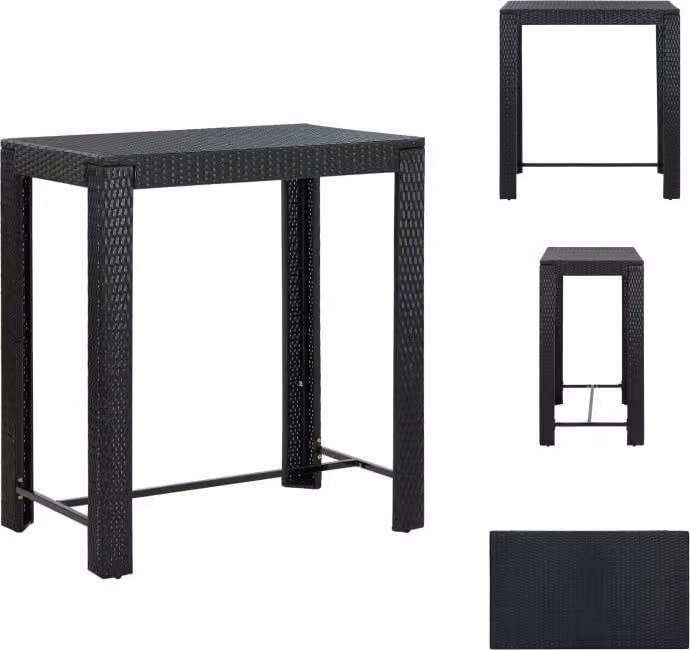 vidaXL Tavolo bar da giardino nero 100x60,5x110,5 cm in poly rattan - Tavoli da giardino