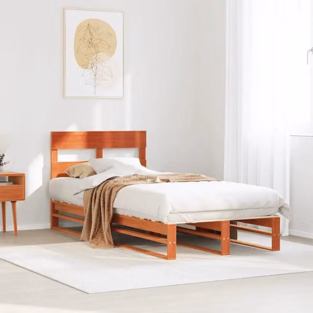 Letto in legno di pino stile rustico marrone cera vidaXL L/P: 90 x 200 cm