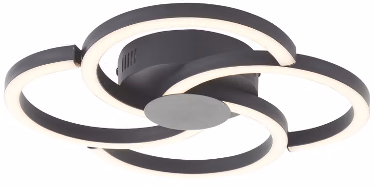 Plafoniera LED brillante Fico Plafoniera LED, 34 cm, 2300 lm, 3000 K, alluminio, nero