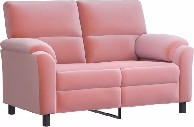 Divano moderno in velluto rosa vidaXL con struttura in metallo e coperture rimovibili L: 154 cm, P: 85 cm, H: 93 cm