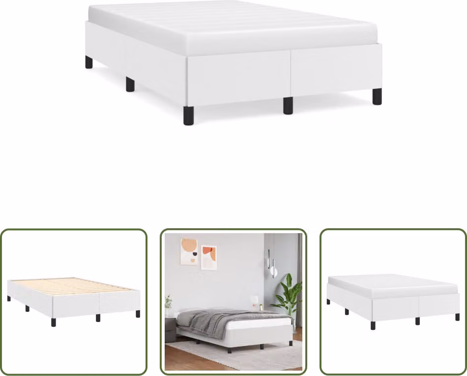 The Living Store Struttura letto bianca 120x190 cm in ecopelle