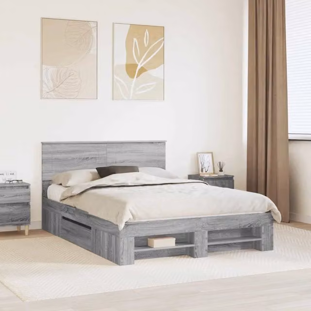 Struttura del letto con testiera Grigio Sonoma 150 x 200 cm 3408751