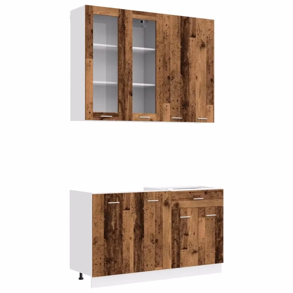 Unità cucina moderna vidaXL in legno e vetro marrone con ante in vetro e ripiani interni L/P/H: 100 x 46 x 80 cm – 2