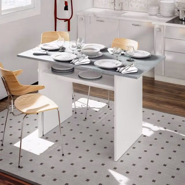 Tavolo estensibile DMORA Arila bianco, tavolo consolle pieghevole con apertura a libro, L: 120 cm, P: 35 cm, H: 77 cm