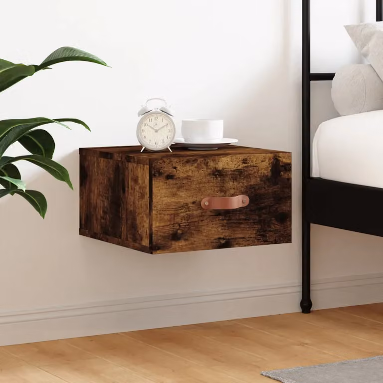 Comodino a muro vidaXL in rovere fumo marrone L/P/H: 35 x 35 x 20 cm