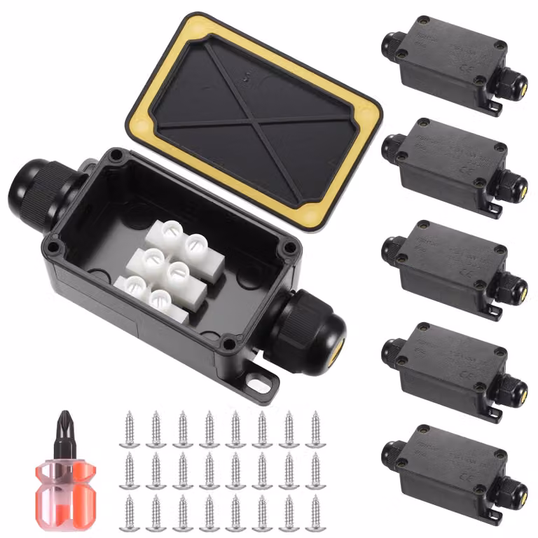 6 scatole di derivazione mini impermeabili, grado di protezione IP66, con 2 uscite