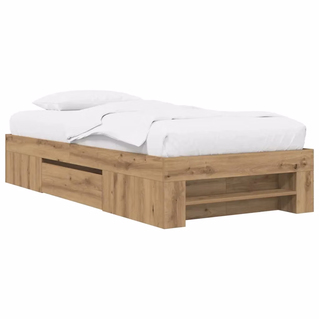 Letto con contenitore vidaXL in legno Rovere, L 80 cm x P 200 cm x H 33 cm – 2