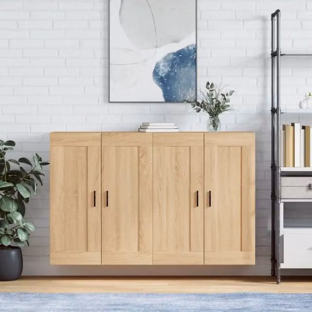 Armadietti a Parete 2 pz Rovere Sonoma in Legno Multistrato 3198036