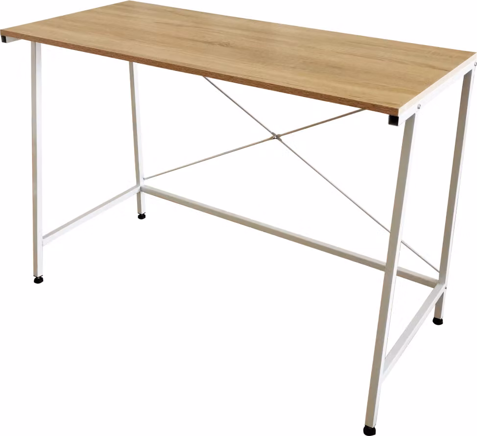 Tavolino da scrivania per laptop Stoer - stile industriale - metallo bianco e legno naturale