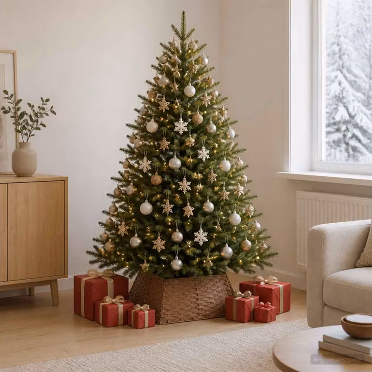 vidaXL Collare per Albero di Natale Quadrato Marrone Chiaro polyrattan