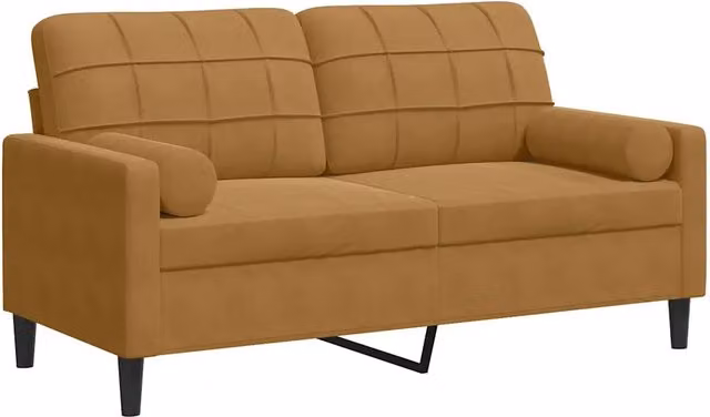 Divano | Divano da soggiorno | Sofa a 2 Posti con Cuscini Marrone 140 cm in Velluto