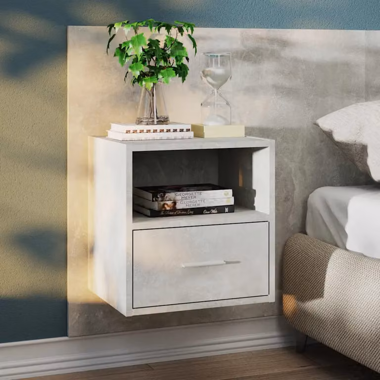 vidaXL Comodino a Muro Moderno Grigio Cemento