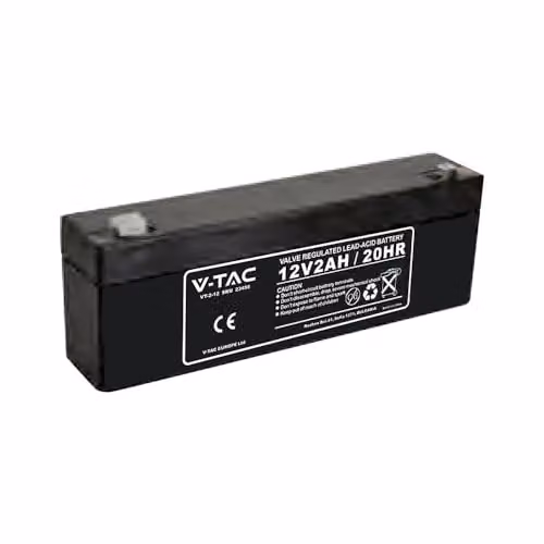 V-TAC VT-2-12 BATTERIA PIOMBO ACIDO 12V 2AH CON ATTACCHI T1 - SKU 23450