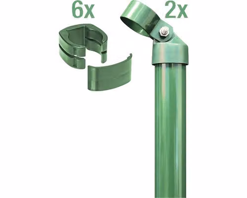 Alberts 602222 Set per angoli di recinzione per rete elettrosaldata Fix-Clip Pro®, zincato-fosfatato verde, per la posa nel calcestruzzo, altezza recinzione 1220 mm