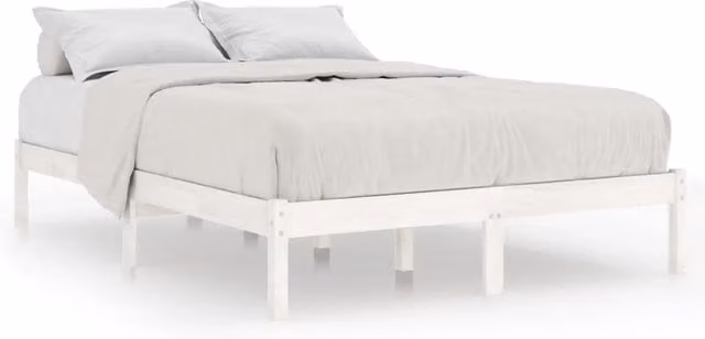 Letto matrimoniale | Letto per adulti | Giroletto Bianco in Legno Massello 135x190 cm Double