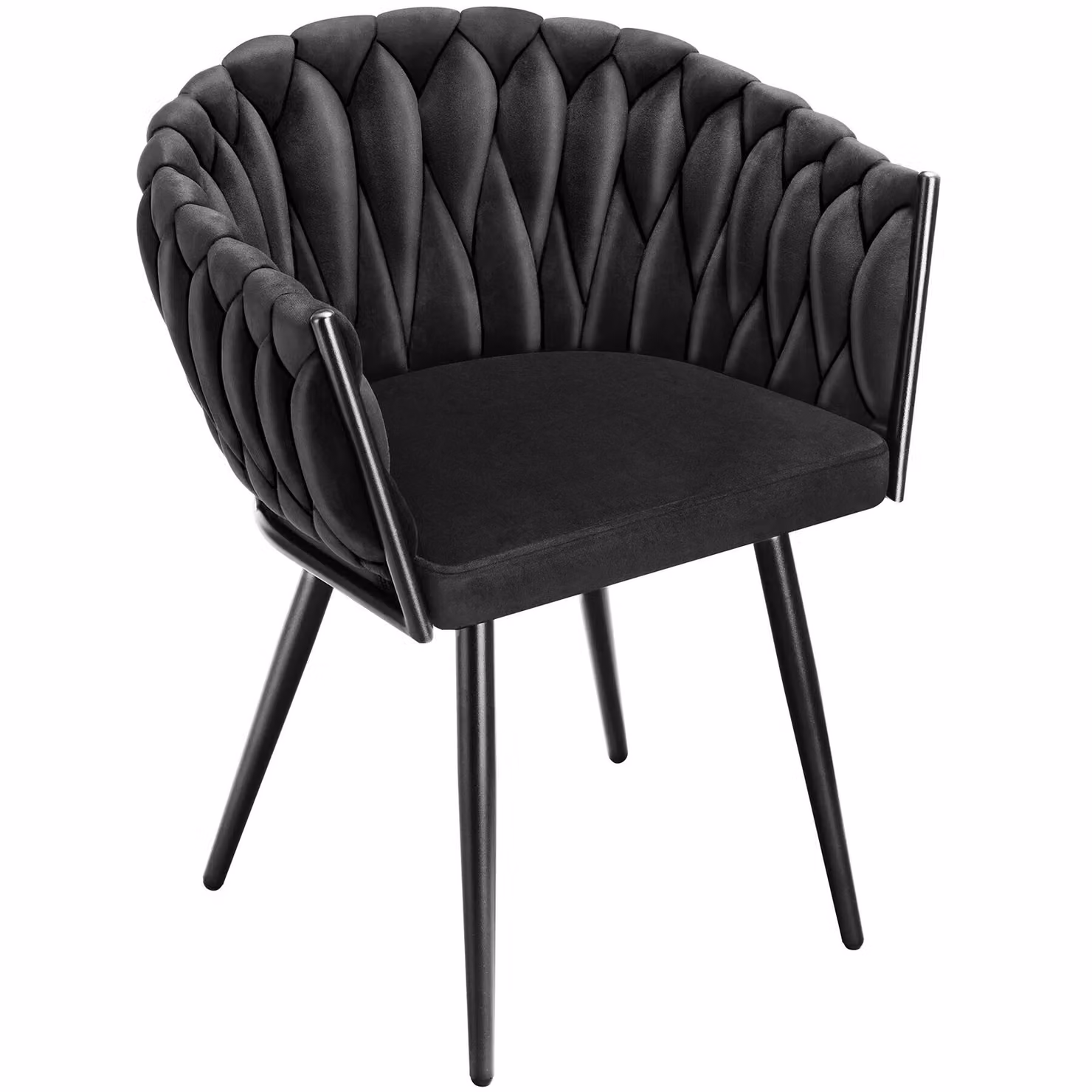Set di 4 sedie da pranzo moderne TecTake in velluto nero con struttura in metallo e plastica – 3