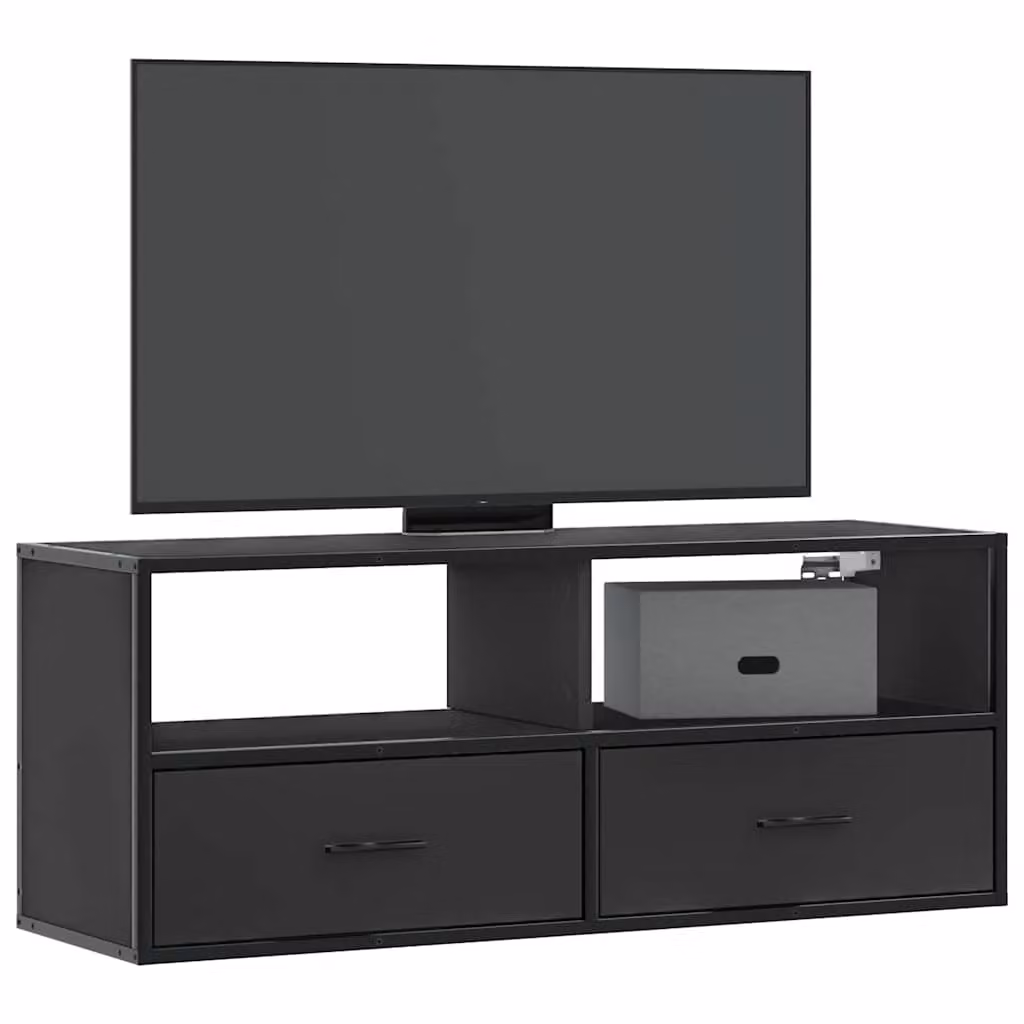vidaXL Mobile Porta TV Nero in Metallo e MDF L 100 cm x P 31 cm x H 39,5 cm
