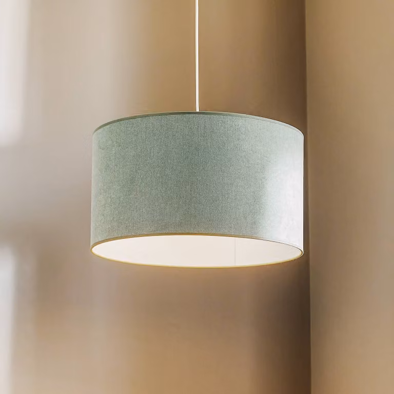 Lampada a sospensione Pastell Roller Duolla, dimmerabile, Verde, Soggiorno / Sala da pranzo, Tessuto / Stoffa / Seta, Lampada a sospensione