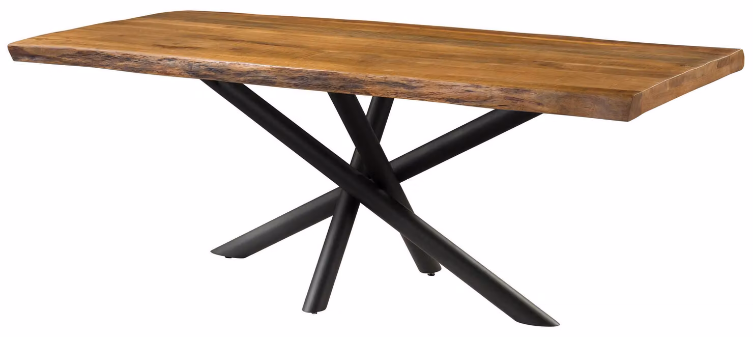 MASSIVMOEBEL24 | Tavolo da pranzo in legno di mango 220x100x76 laccato naturale / gambe mikado antracite matt FREEFORM 5