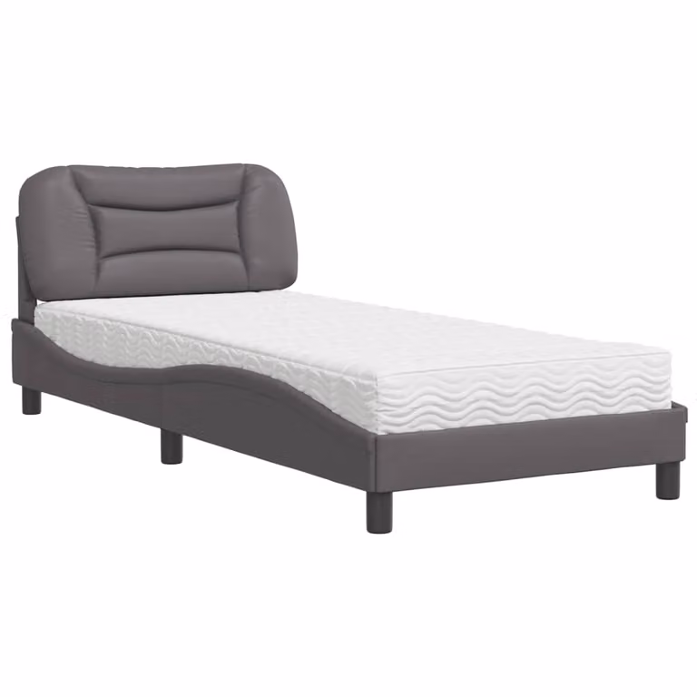 Letto con Materasso Hvar Grgio 80x200 cm in Pelle finta