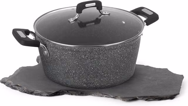 Casseruola Kasanova New Petra Dark con coperchio in vetro, antiaderente, nero e grigio, diametro 28 cm