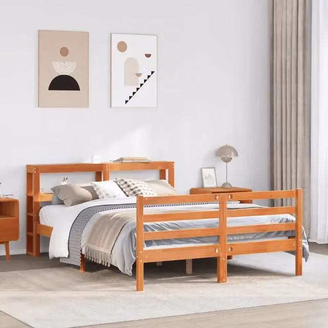 Letto senza Materasso Marrone Cera 120x190 cm in Legno di Pino 3305838