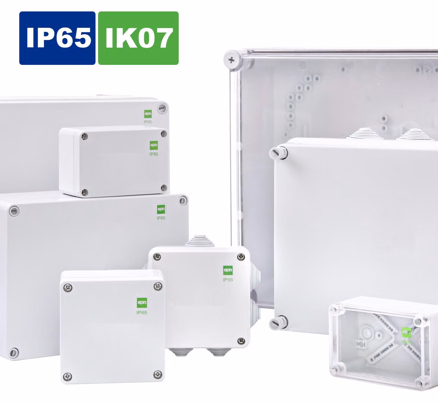 Contenitore industriale IP55 IP65, vuoto, scatola di derivazione, grigio chiaro