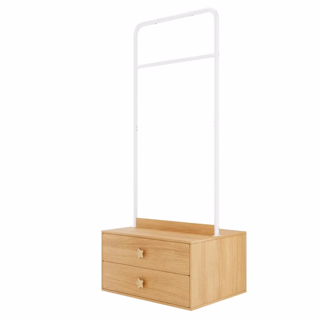 Appendiabiti Minimal con 2 cassetti colore legno L: 70 cm, P: 55 cm, H: 168 cm – 2