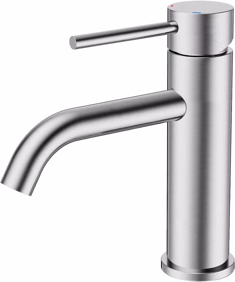 Rubinetto per bagno, con altezza del getto di 190 mm, miscelatore monocomando, finitura in nichel spazzolato, per lavabo